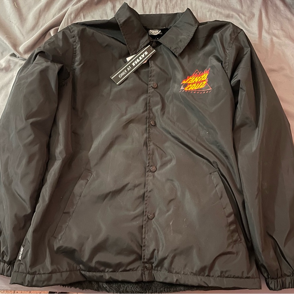 Santa Cruz Black Coach Jacket with Red and Yellow Logo